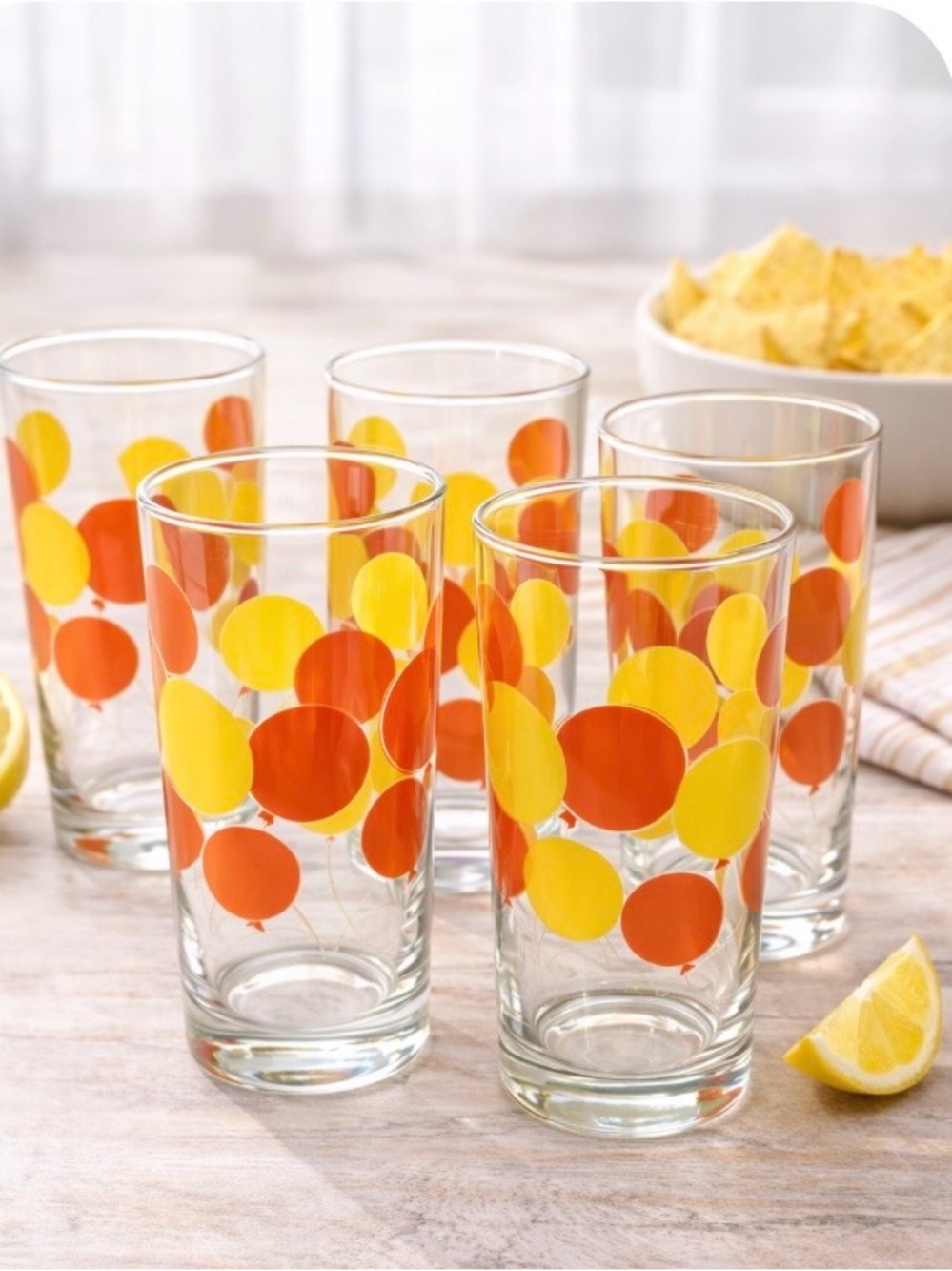 Georges Briard Balloon Glasses Tumbler Set of 5 Mid Century Red Yellow VTG RARE